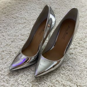 Silver holographic heels